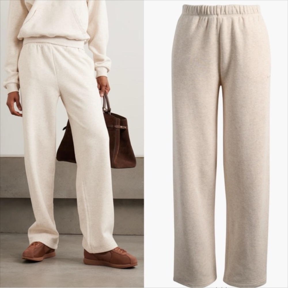 SKIMS Cotton Fleece Classic Straight Leg Pant in Oatmeal Heather Size Large NWT
